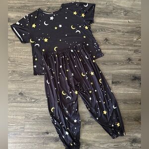 SHEIN Celestial Black and Yellow Pajama Set